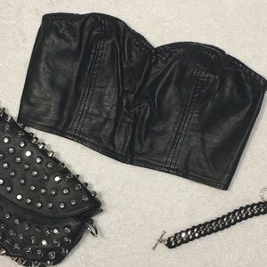 Sparkle and Fade Faux Leather Bra Top